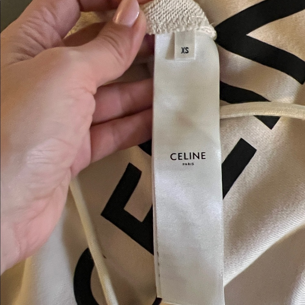 Celine Beige Hoodie with Black Logo - Picture 7 of 9